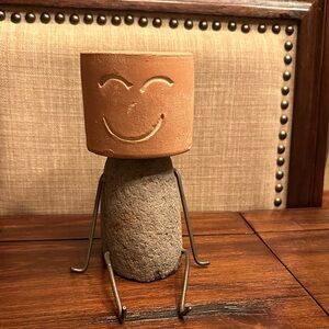 Terracotta and Stone Smiley Face Succulent Vase